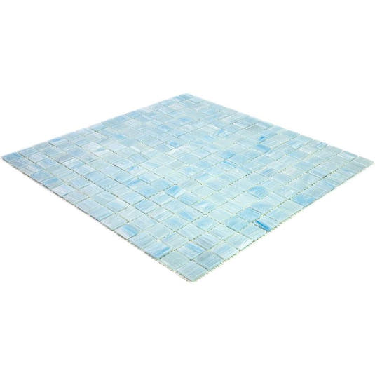 Brushed Baby Blue Squares Glass Pool Tile | Tile Club