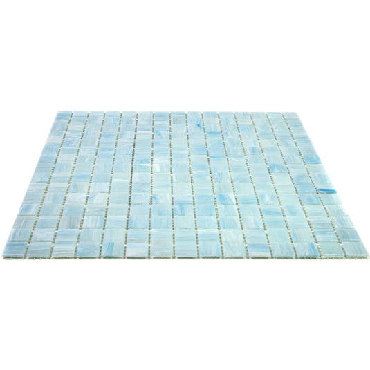Brushed Baby Blue Squares Glass Pool Tile | Tile Club