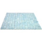 Brushed Baby Blue Squares Glass Pool Tile | Tile Club