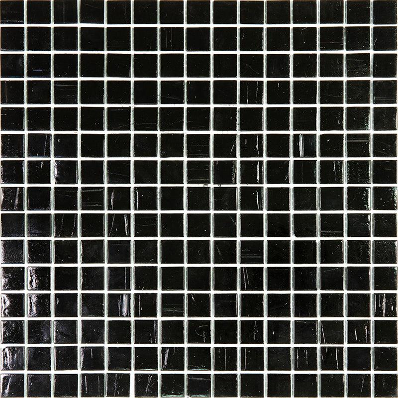 Brushed Black Glossy Squares Glass Pool Tile