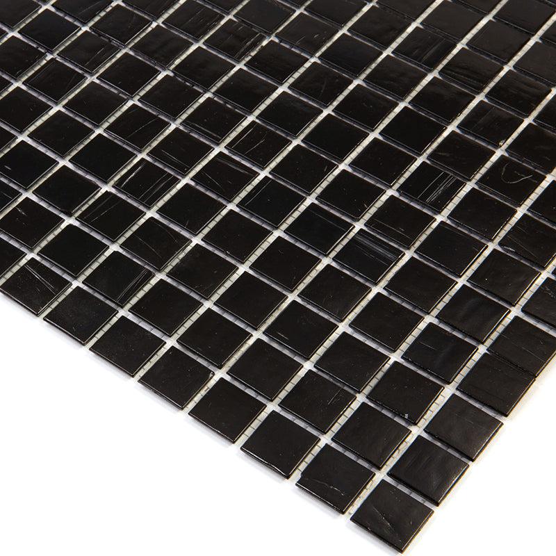 Brushed Black Squares Glass Pool Tile | Tile Club