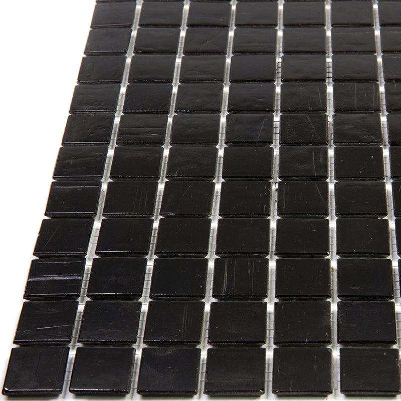 Brushed Black Squares Glass Pool Tile | Tile Club
