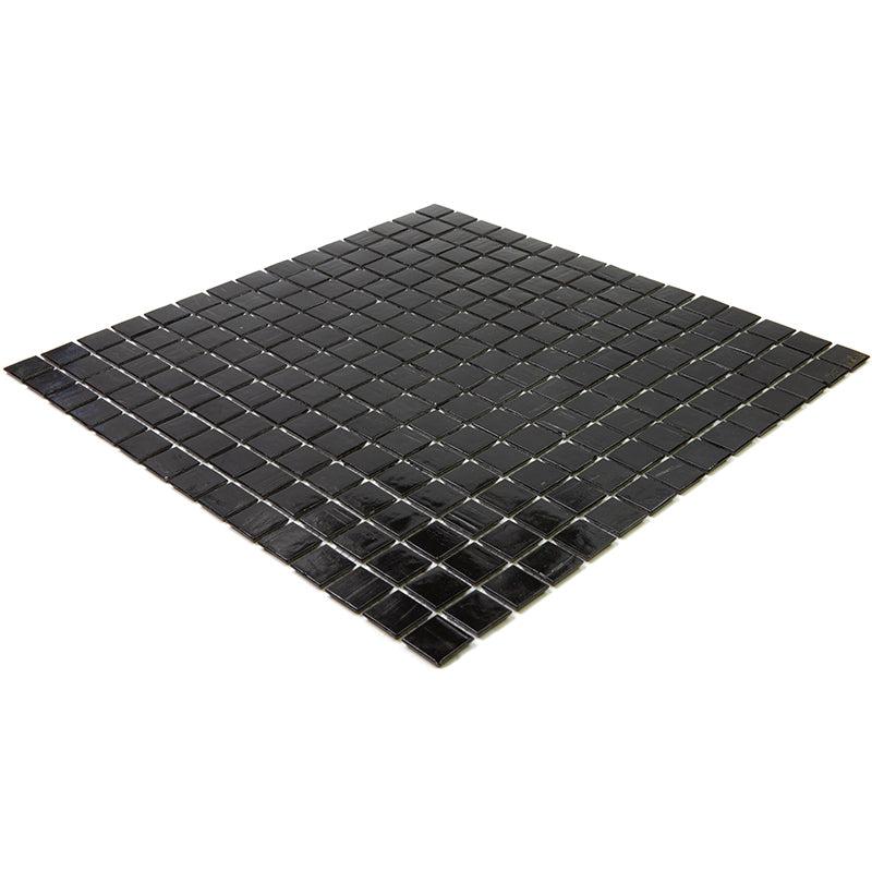 Brushed Black Squares Glass Pool Tile | Tile Club
