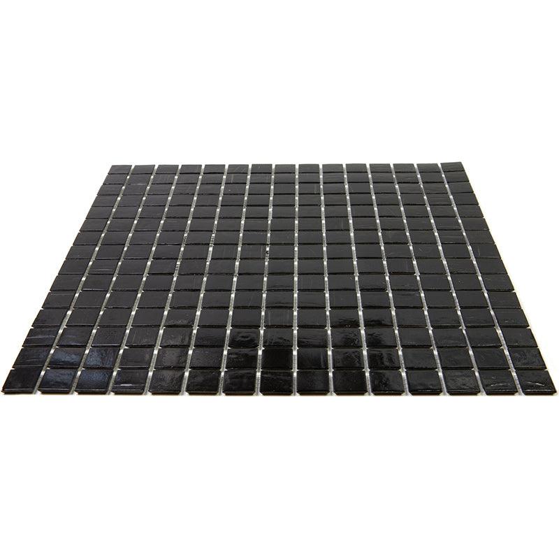 Brushed Black Squares Glass Pool Tile | Tile Club