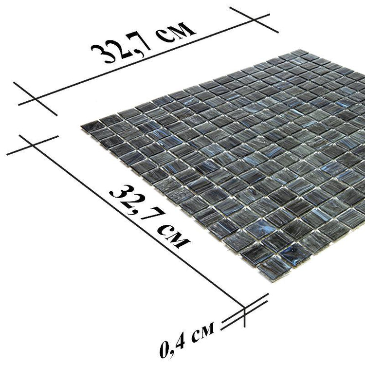 Brushed Black & Blue Mixed Squares Glass Pool Tile | Tile Club