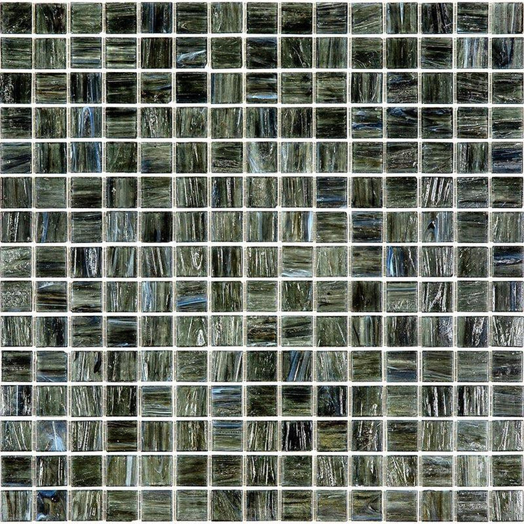 Brushed Black & Blue Mixed Squares Glass Pool Tile