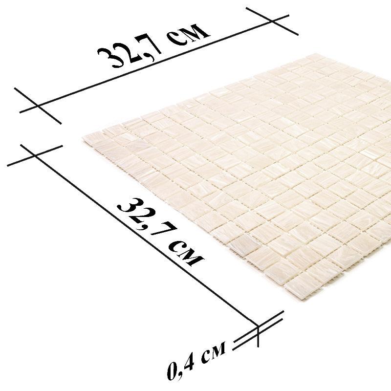 Brushed Cream White Squares Glass Pool Tile