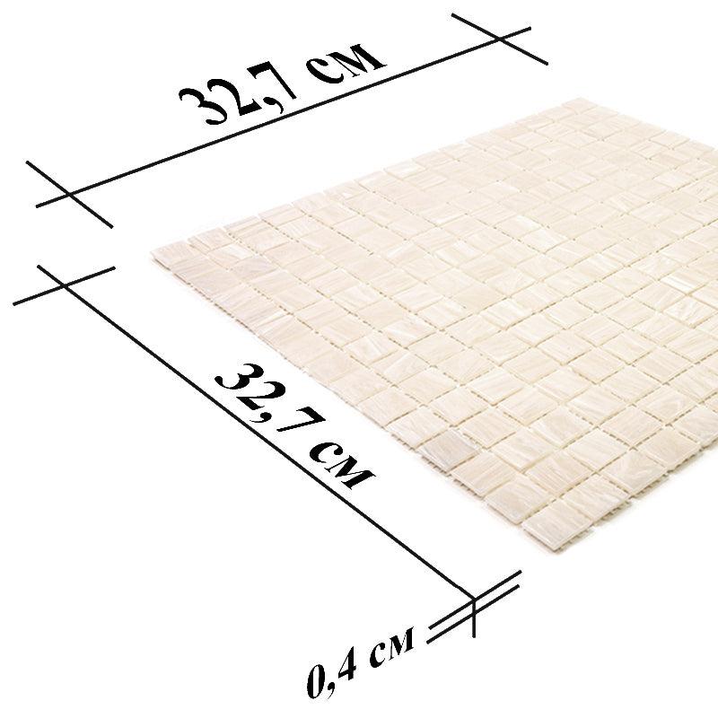 Brushed Cream White Squares Glass Pool Tile | Tile Club