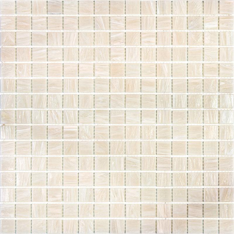 Brushed Cream White Squares Glass Pool Tile