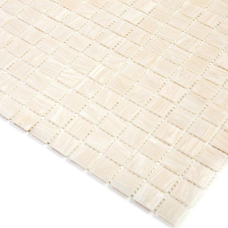 Brushed Cream White Squares Glass Pool Tile | Tile Club
