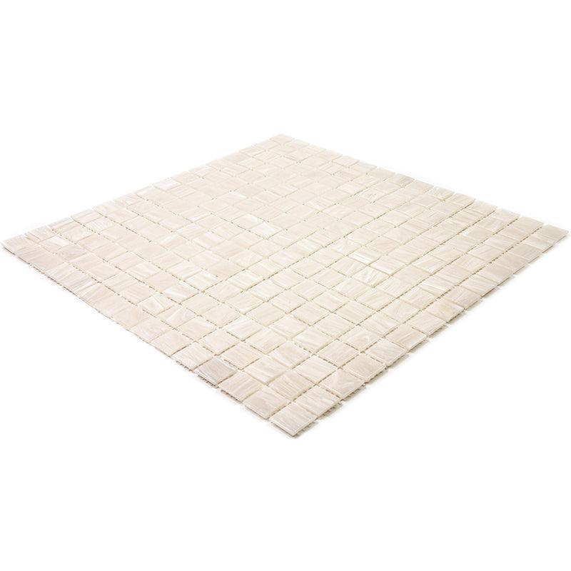 Brushed Cream White Squares Glass Pool Tile | Tile Club
