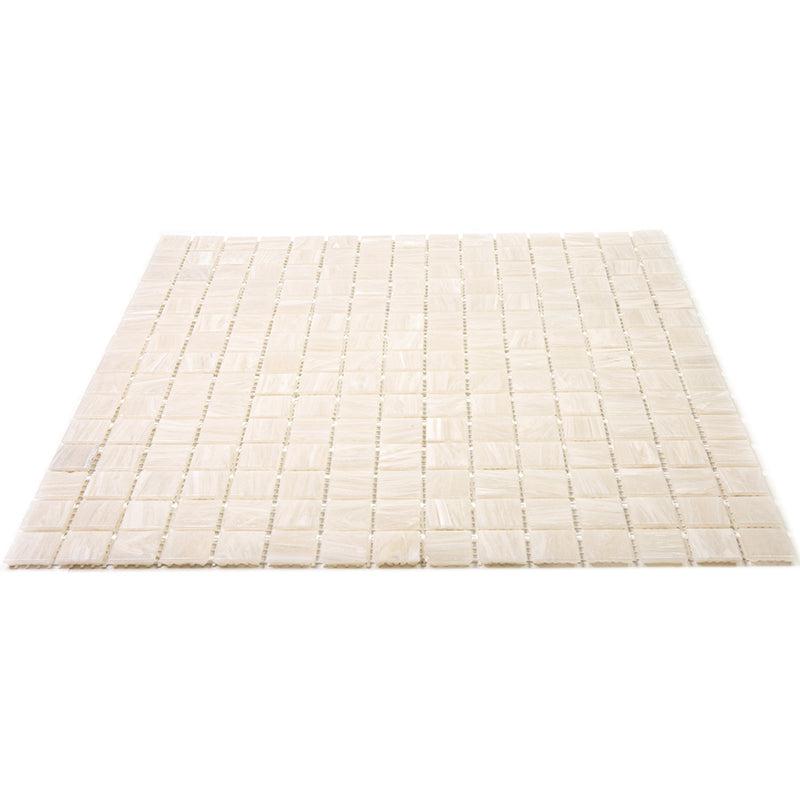Brushed Cream White Squares Glass Pool Tile | Tile Club