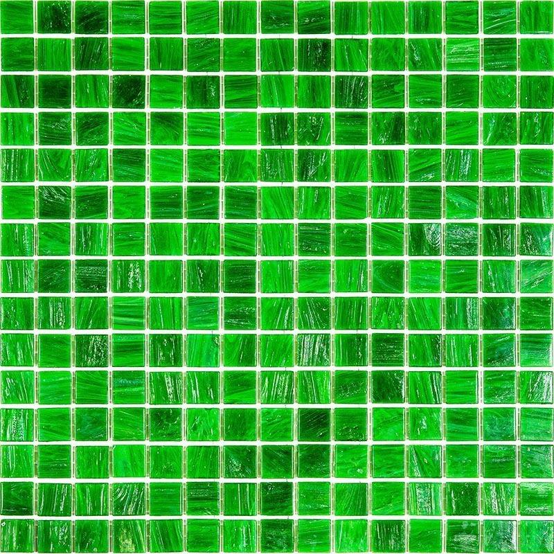 Brushed Emerald Green Squares Glass Pool Tile Sample