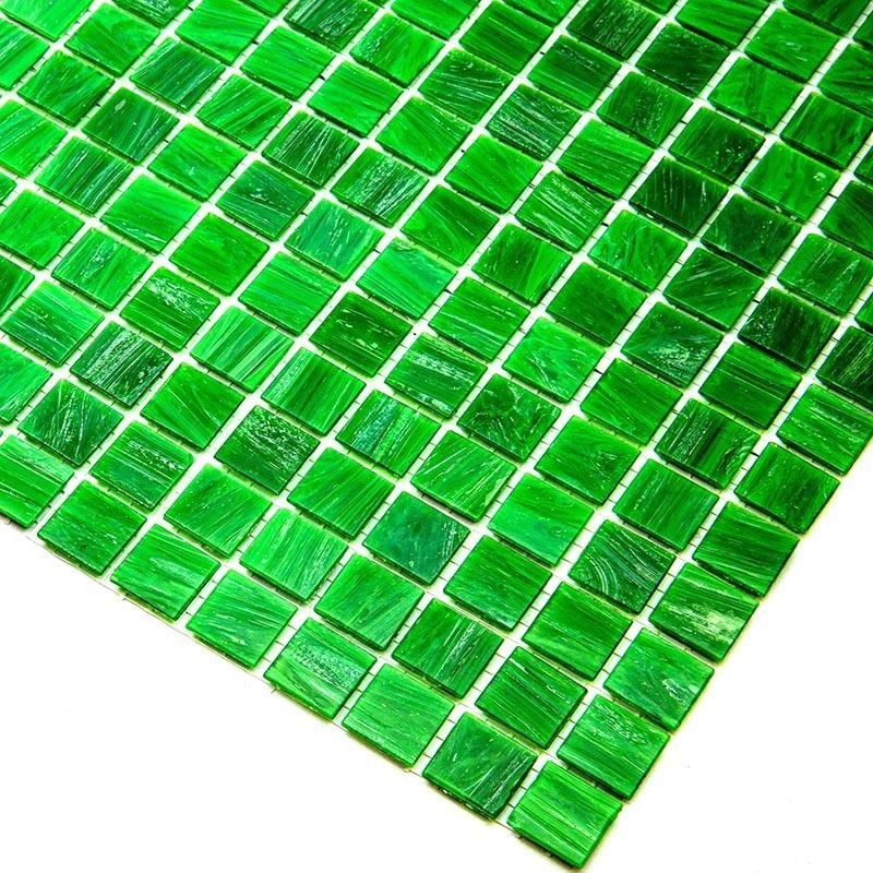 Brushed Emerald Green Squares Glass Pool Tile