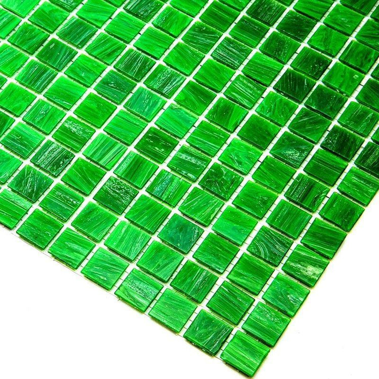 Brushed Emerald Green Squares Glass Pool Tile | Tile Club