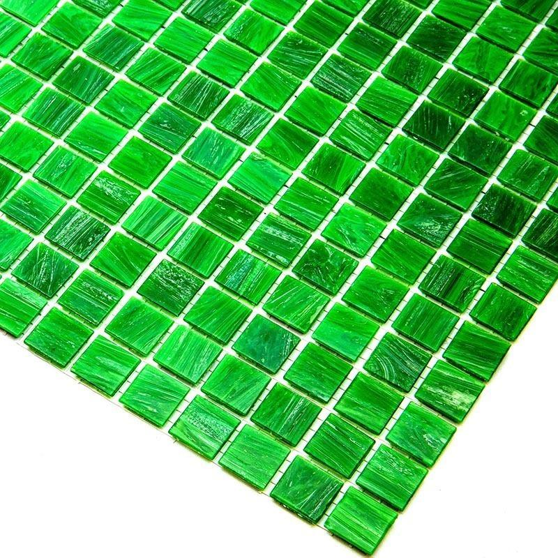 Brushed Emerald Green Squares Glass Pool Tile | Tile Club