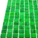 Brushed Emerald Green Squares Glass Pool Tile | Tile Club