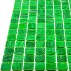Brushed Emerald Green Squares Glass Pool Tile | Tile Club