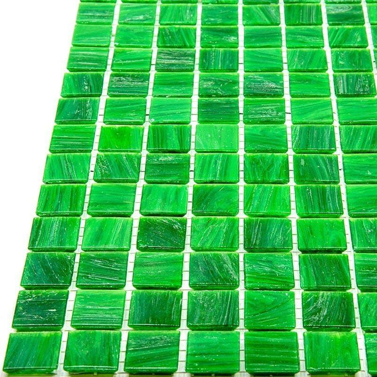 Brushed Emerald Green Squares Glass Pool Tile | Tile Club