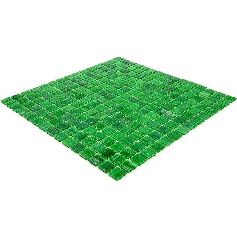 Brushed Emerald Green Squares Glass Pool Tile | Tile Club
