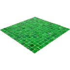 Brushed Emerald Green Squares Glass Pool Tile | Tile Club