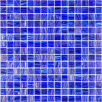 Brushed Navy Blue Squares Glass Pool Tile Sample