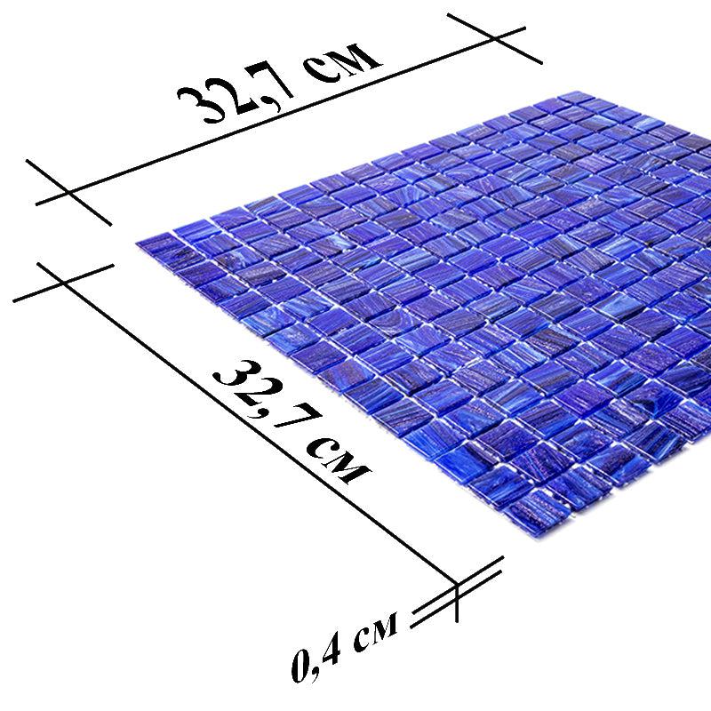 Brushed Navy Blue Squares Glass Pool Tile | Tile Club