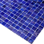 Brushed Navy Blue Squares Glass Pool Tile | Tile Club