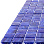 Brushed Navy Blue Squares Glass Pool Tile | Tile Club