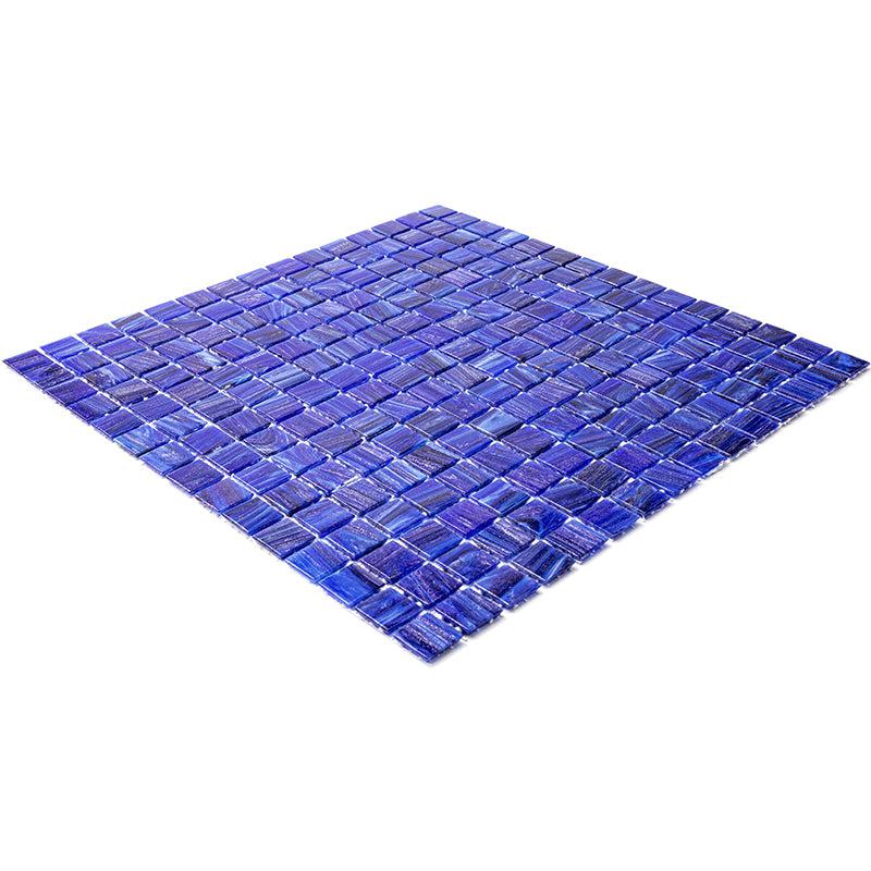 Brushed Navy Blue Squares Glass Pool Tile | Tile Club
