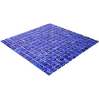 Brushed Navy Blue Squares Glass Pool Tile | Tile Club