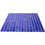Brushed Navy Blue Squares Glass Pool Tile | Tile Club