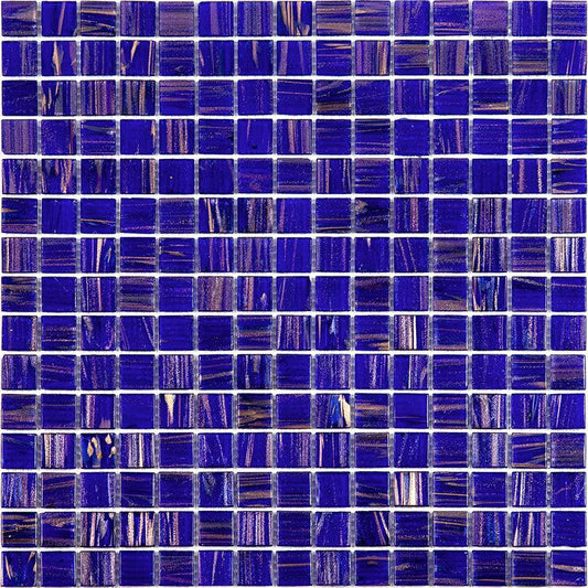 Brushed Navy and Gold Mixed Squares Glass Pool Tile