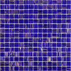 Brushed Navy and Gold Mixed Squares Glass Pool Tile