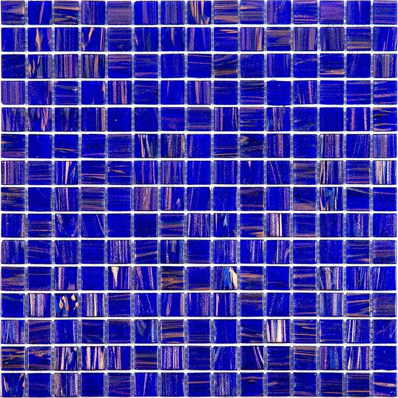 Brushed Navy and Gold Mixed Squares Glass Pool Tile