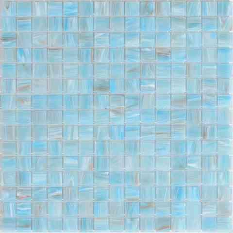 Brushed Powder Blue Mixed Squares Glass Pool Tile Sample