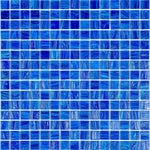 Brushed Sapphire Blue Squares Glass Pool Tile Sample