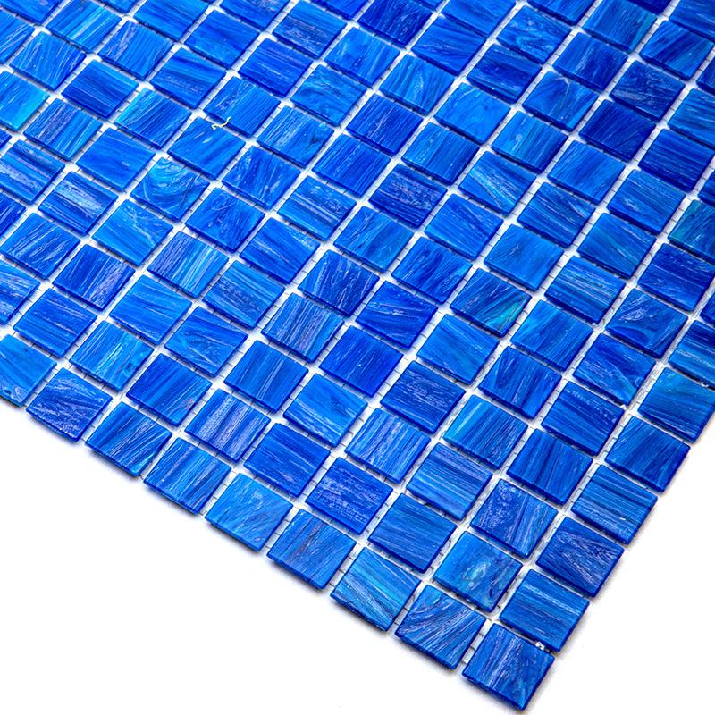 Brushed Sapphire Blue Squares Glass Pool Tile