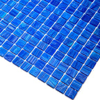 Brushed Sapphire Blue Squares Glass Pool Tile | Tile Club
