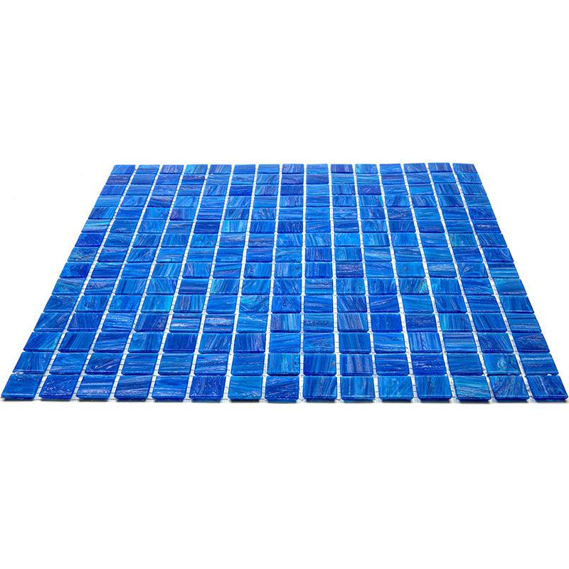 Brushed Sapphire Blue Squares Glass Pool Tile | Tile Club