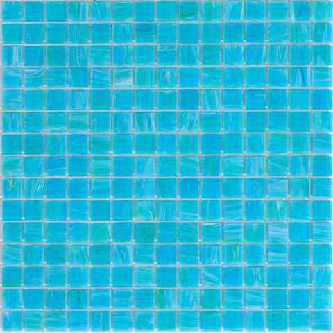 Brushed Sea Blue Squares Glass Pool Tile Sample