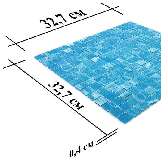 Brushed Sky Blue and White Mixed Squares Glass Pool Tile | Tile Club