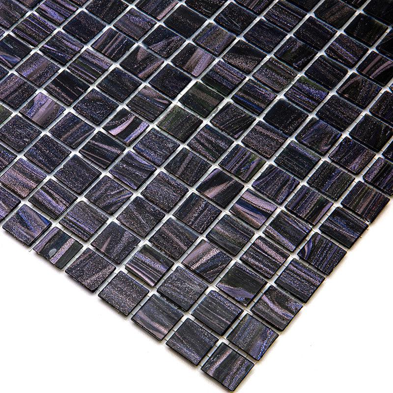 Brushed Sparkly Pearl Black Squares Glass Pool Tile