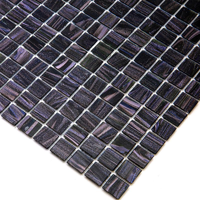 Brushed Sparkly Pearl Black Squares Glass Pool Tile | Tile Club