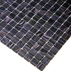 Brushed Sparkly Pearl Black Squares Glass Pool Tile | Tile Club