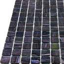 Brushed Sparkly Pearl Black Squares Glass Pool Tile | Tile Club