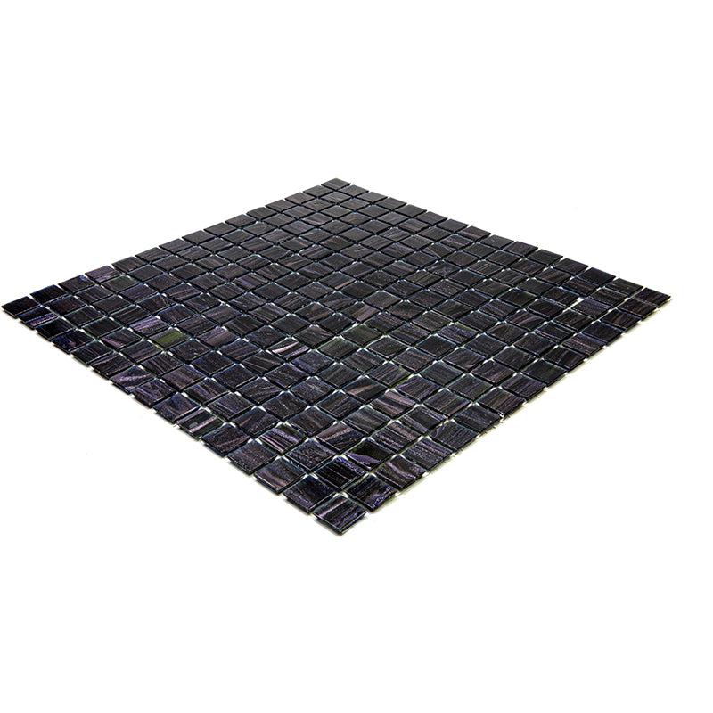 Brushed Sparkly Pearl Black Squares Glass Pool Tile | Tile Club