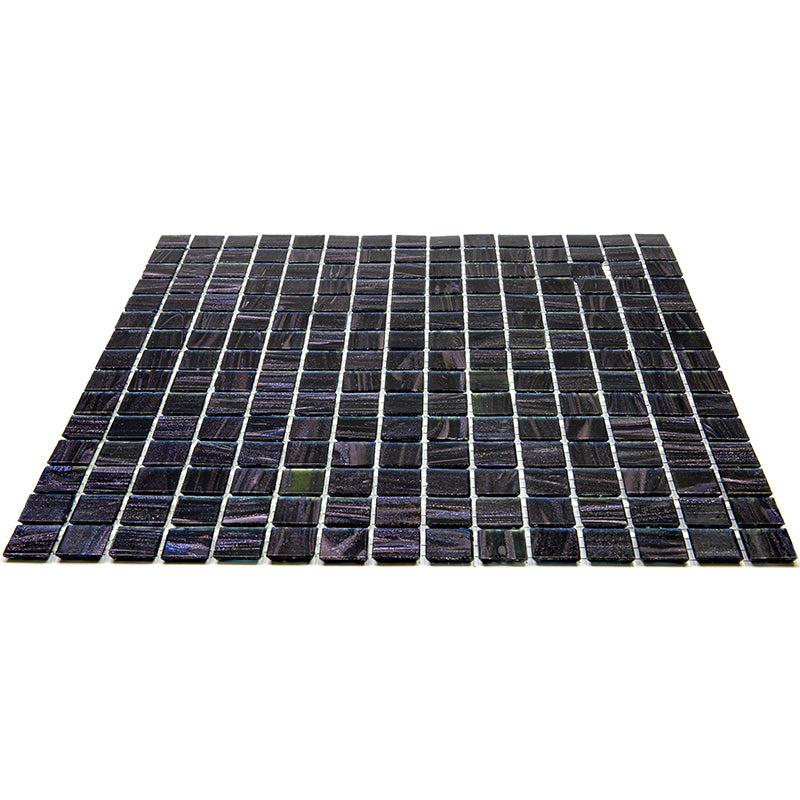 Brushed Sparkly Pearl Black Squares Glass Pool Tile