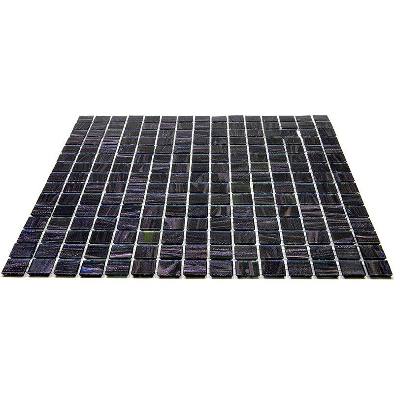 Brushed Sparkly Pearl Black Squares Glass Pool Tile | Tile Club