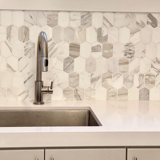 Calacatta Gold Elongated Hexagon Kitchen Backsplash Tile